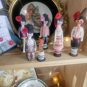 Handcrafted Wooden Doll Set - Multicolor